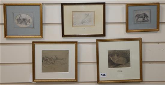 Arthur James Stark (1831-1902), five pencil drawings